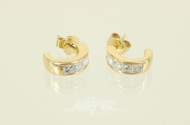 Paar Creolen, 750er GG, ausgefasst mit