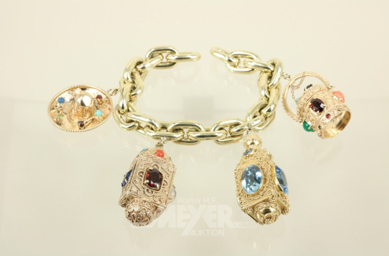 Bettelarmband, 585er GG, ca. 104 g.,