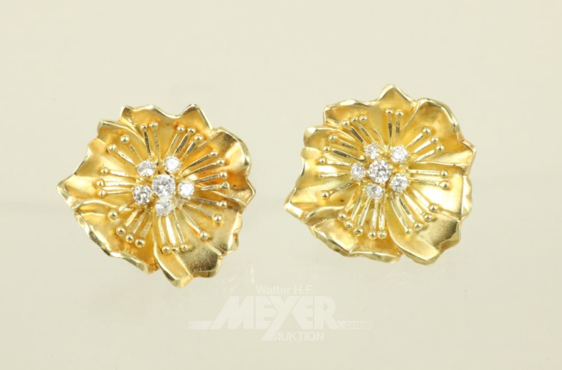 Paar Ohrringe, 750er GG, ca. 24,5 g.