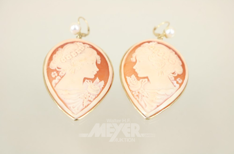 Paar Gemmen-Ohrgehänge, 750er GG,