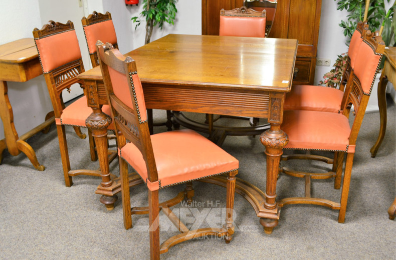 Esstisch, ausziehb. sowie 6 Stühle