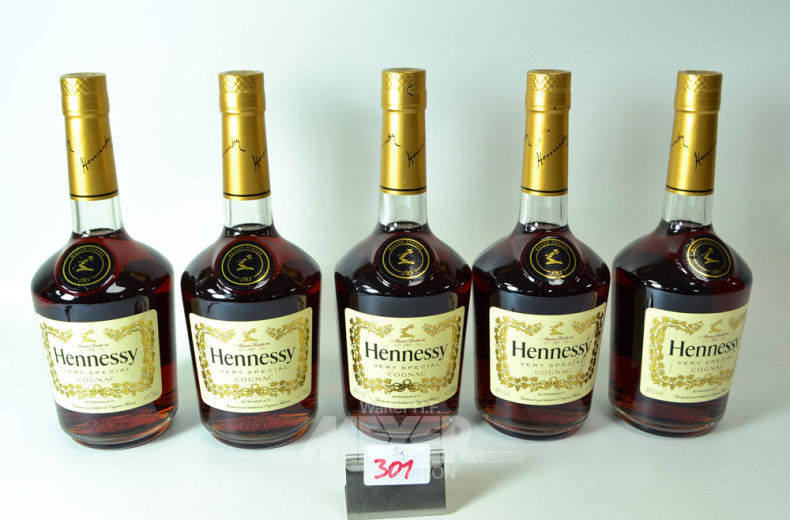 5 Flaschen Cognac ''Hennessy''