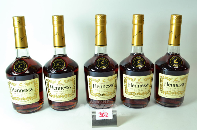 5 Flaschen Cognac ''Hennessy''