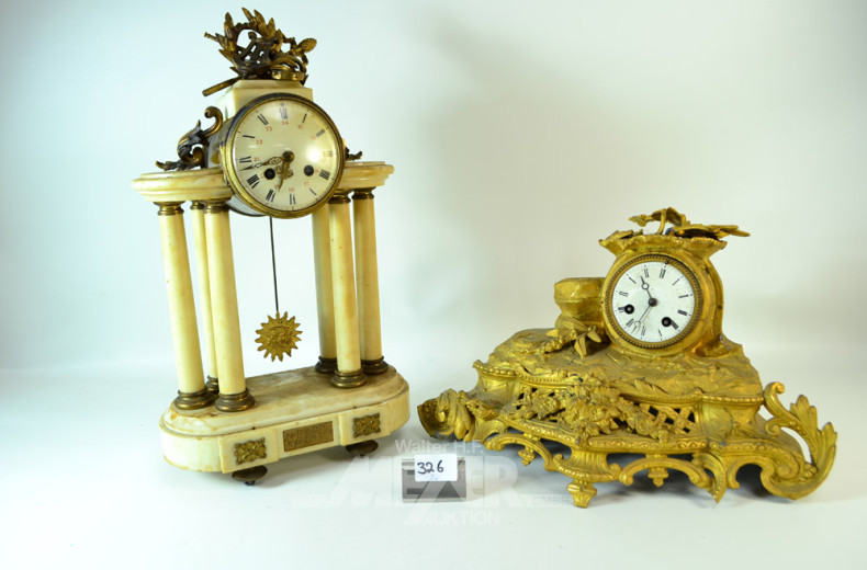 2 versch. Kaminuhren,