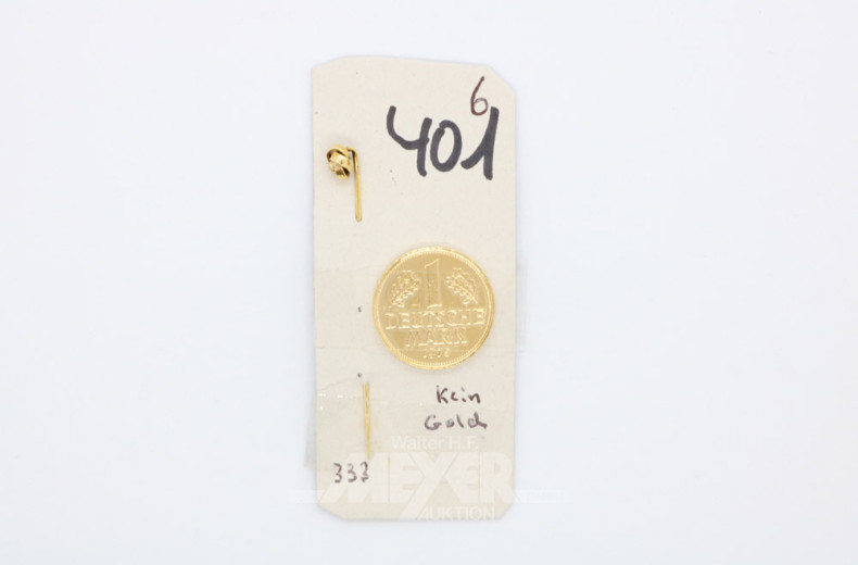 Krawattennadel, 333er GG, und 1 Münze