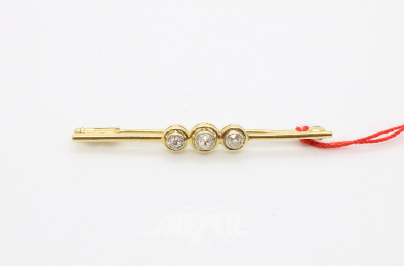 Anstecknadel, 585er GG, mit 3 Brillanten
