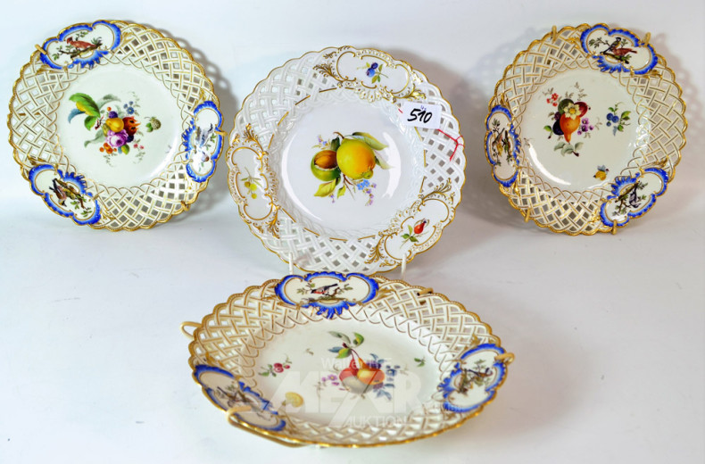 4 Wandteller MEISSEN mit durchbrochender