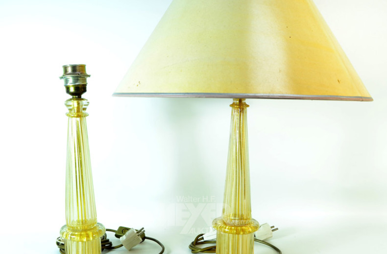 Tischlampenpaar, Glasfuß,
