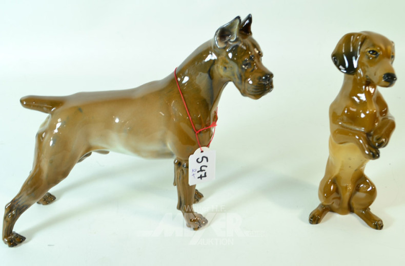 2 Porz.-Figuren ''Dogge u. Dackel''