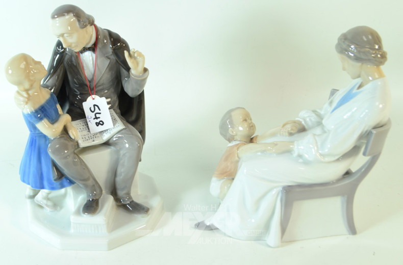 2 Porz.-Figuren ''Lehrer mit Kind u. Mutter