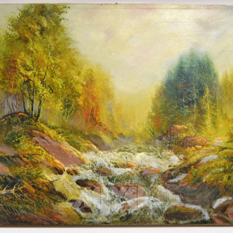 Gemälde ''Waldstück mit Bachlauf''