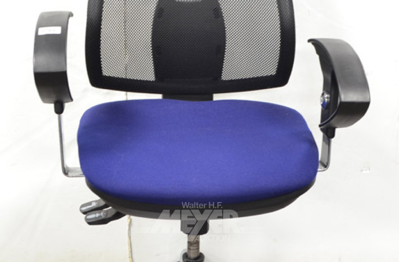 Armlehn-Bürodrehstuhl, Sitz Stoff blau,
