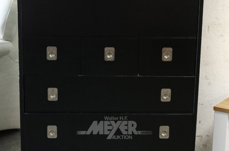 kl. Sekretär, schwarz mit 5 Schubladen,