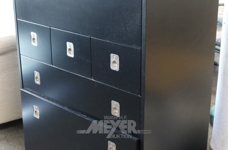 kl. Sekretär, schwarz mit 5 Schubladen,