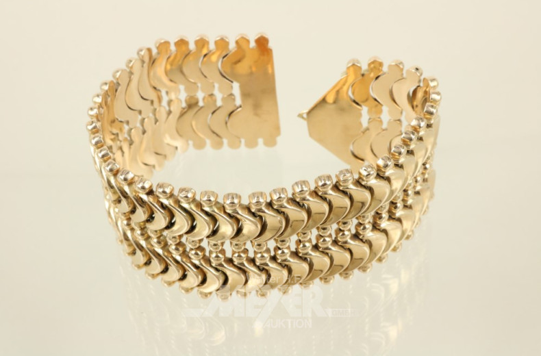 breites Armband, 750er GG, ca. 82,7 g.