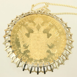 Halskette, 585er GG, mit 1 Münzanhänger