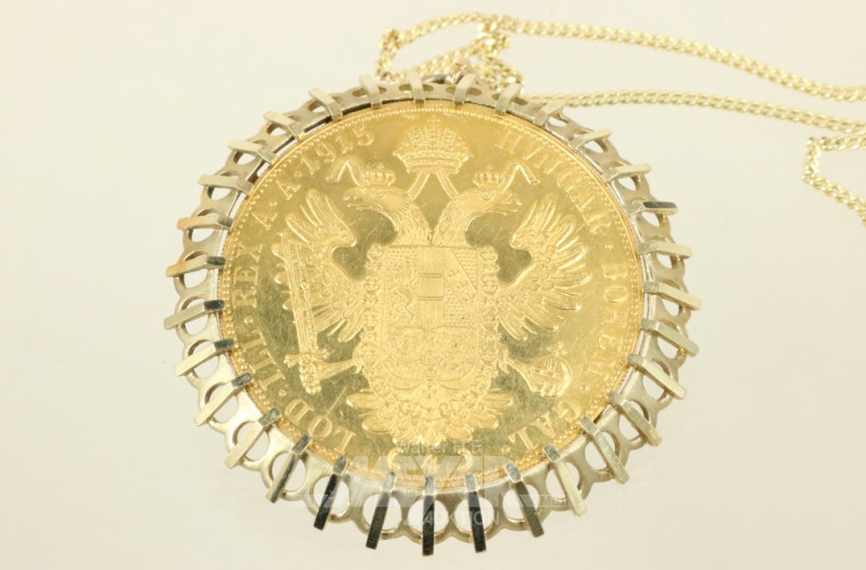 Halskette, 585er GG, mit 1 Münzanhänger
