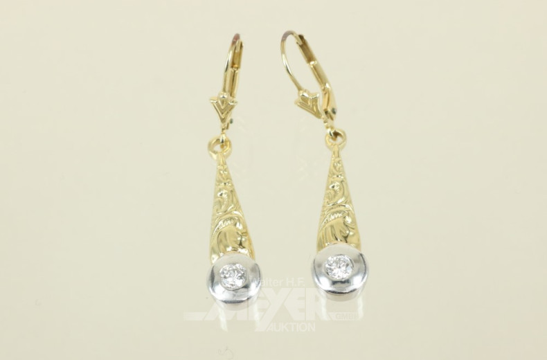 Paar Ohrgehänge, 585er GG, mit je
