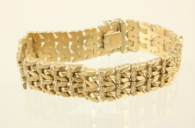 Gliederarmband, 750er GG, ca. 48 g.