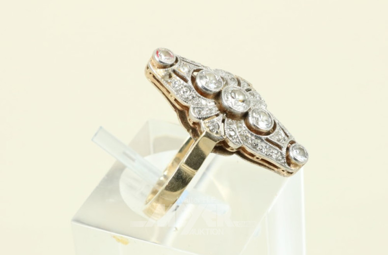 Damenring, 585er GG, Art Deco Stil,