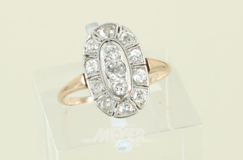Damenring, 585er GG, mit Diamanten im