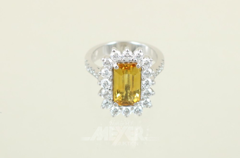 Ring, 585er WG, besetzt mit 1 gelben