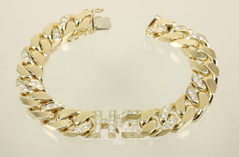 Panzerarmband, 585er GG, ca. 119 g.,