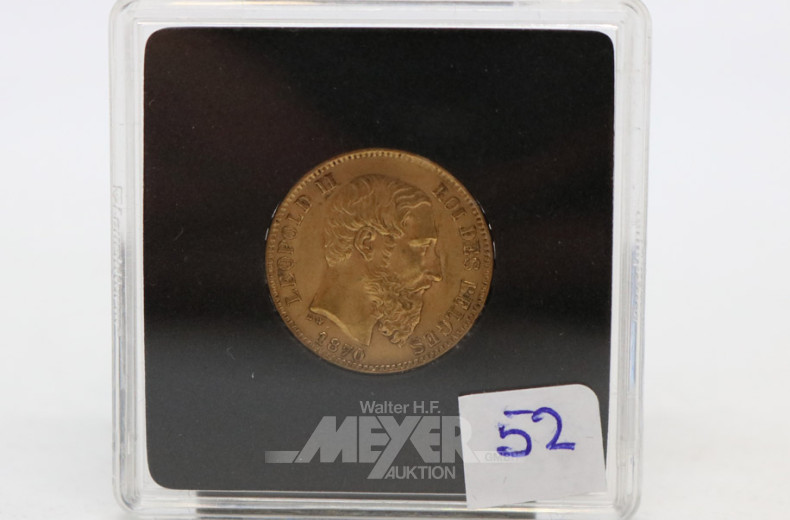 Goldmünze ''20 France Belgien Leopold II''