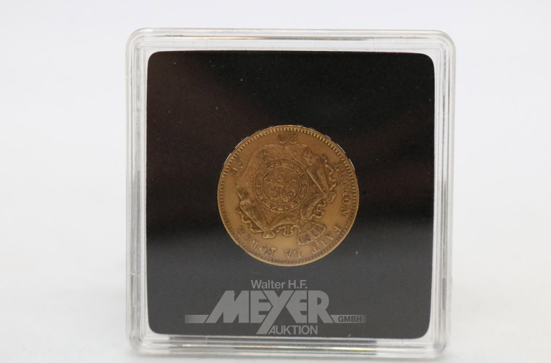 Goldmünze ''20 France Belgien Leopold II''