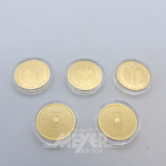 5 Goldmünzen ''Fußball WM 2006'',