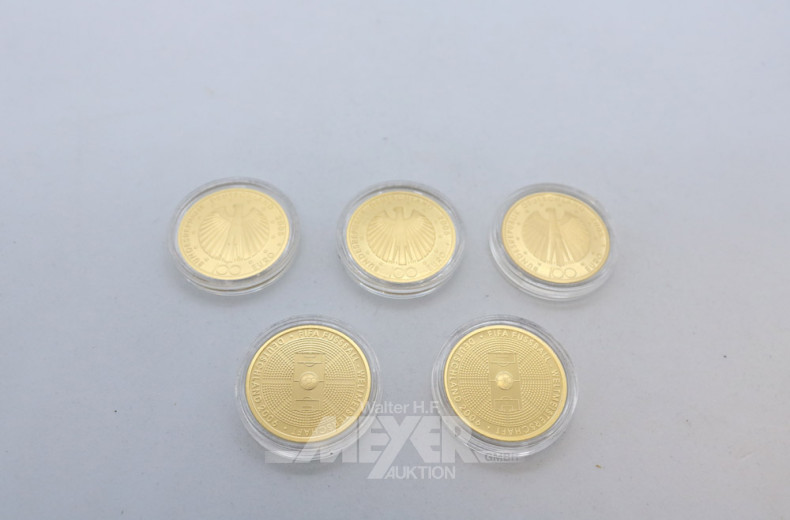 5 Goldmünzen ''Fußball WM 2006'',