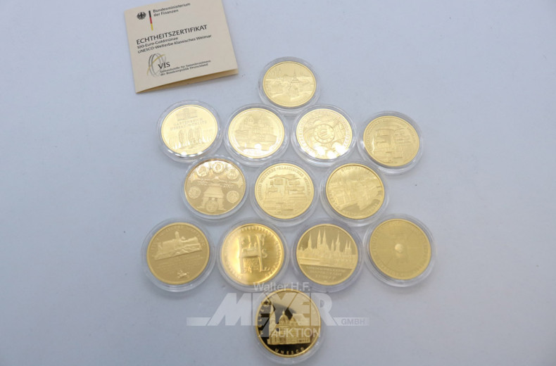 13 Goldmünzen á 100 EURO