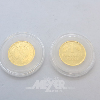 2 Goldmünzen á 1 Deutsche Mark