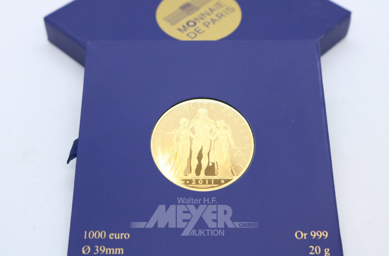 Goldmünze ''1000 Euro Monnaie de Paris''