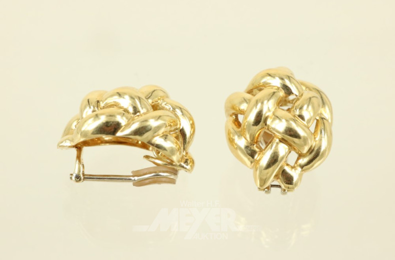 Paar gr. Ohrclips, geflochten,