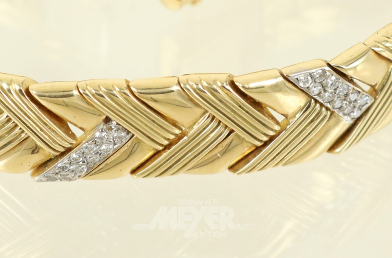 Armband, 750er GG, Fischgrätenmuster,