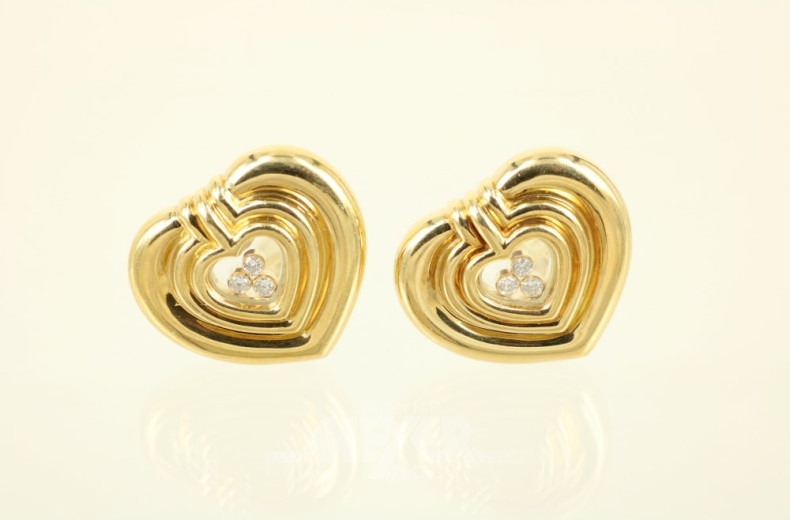 Paar Ohrclips ''CHOPARD'', 750er GG,