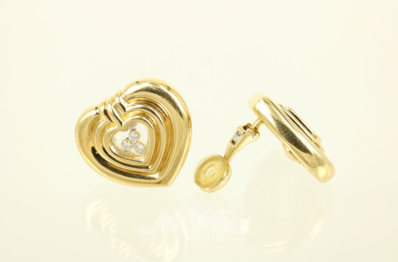 Paar Ohrclips ''CHOPARD'', 750er GG,