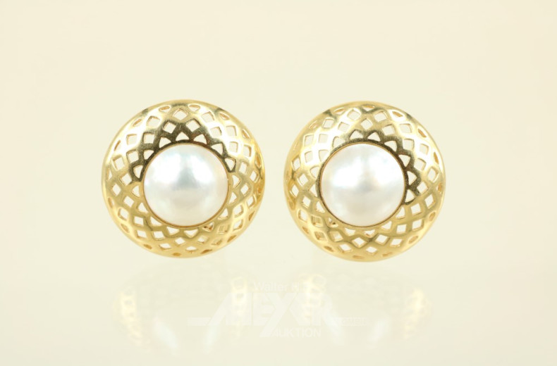 Paar Ohrclips, 750er GG, ca. 15 g.