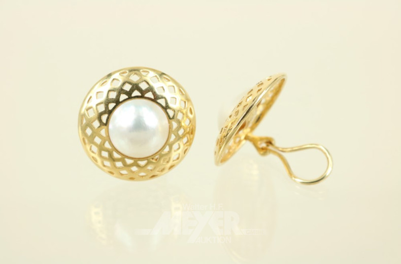 Paar Ohrclips, 750er GG, ca. 15 g.