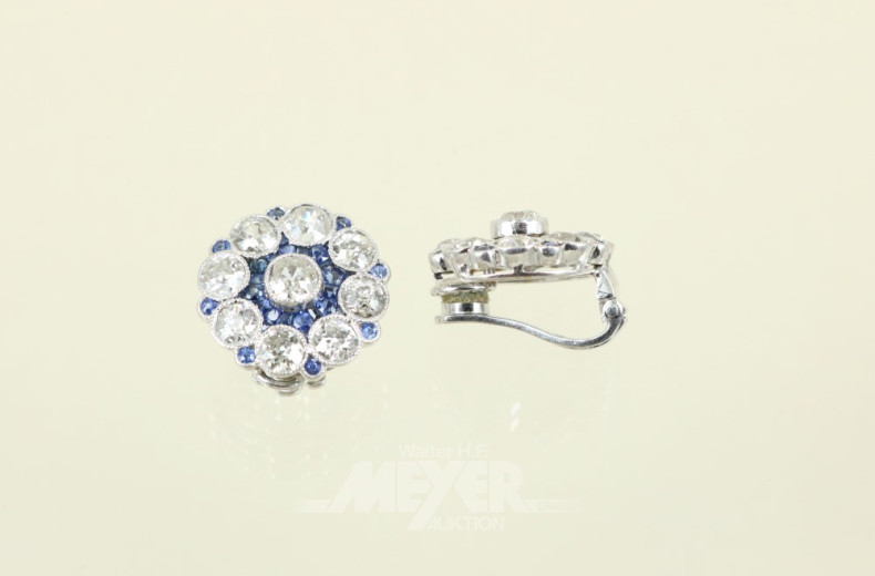 Paar Ohrclips, 750er WG, besetzt