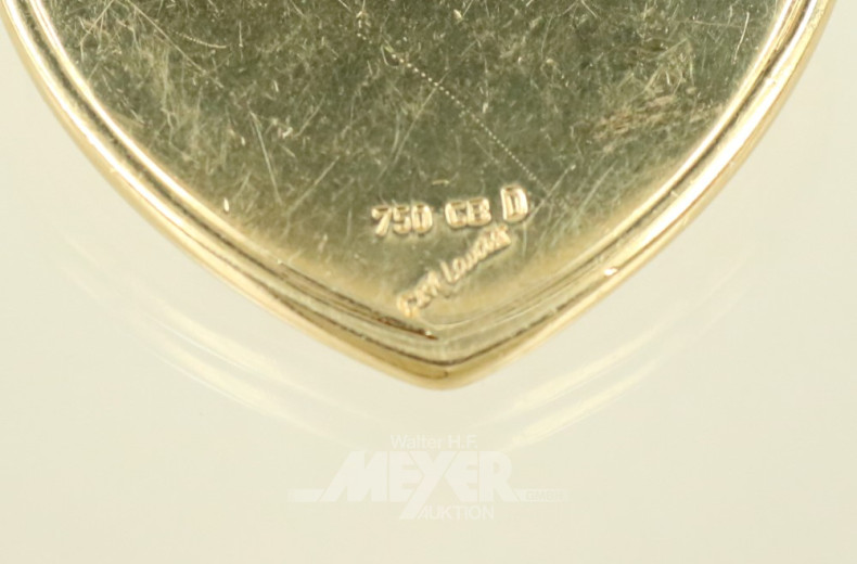 Herzanhänger mit Elefant, 750er GG,