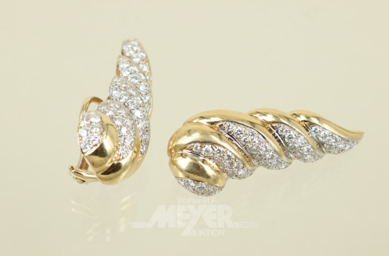 Paar Ohrringe, 585er GG, muschelförmig