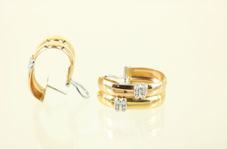 Paar Creolen, 750er GG, ca. 13 g.,