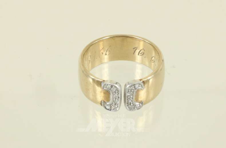 breiter Ring, 585er GG, ca. 10 g.,