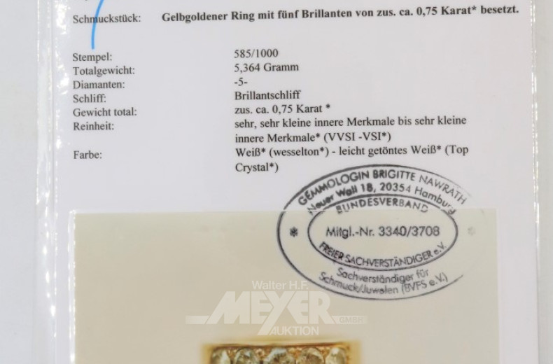 Bandring, 585er GG, ca. 5 g., besetzt