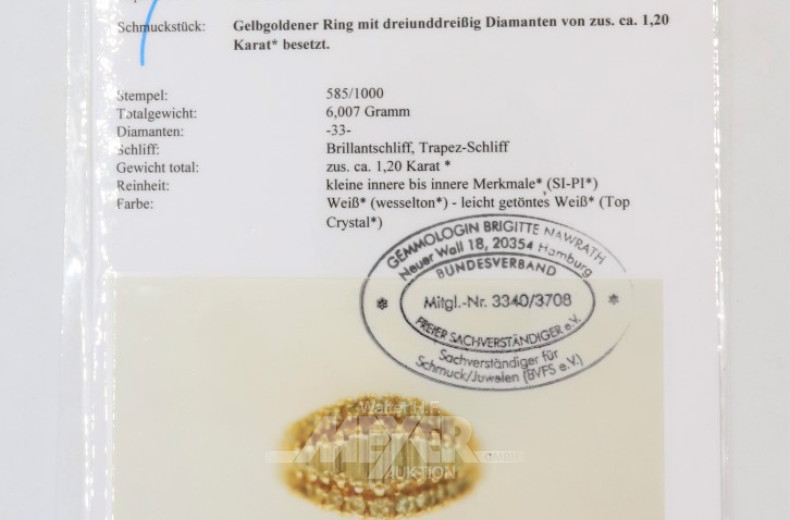 Ring, 585er GG, ca. 6 g. besetzt mit