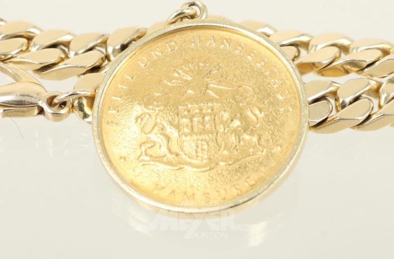 Flachpanzerarmband, 585er GG, ca. 46 g.,