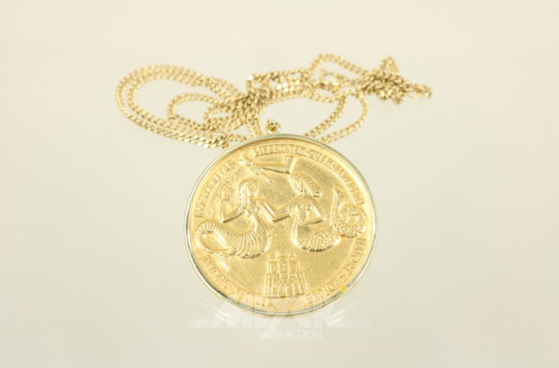 Kette, 750er GG, mit Anhänger-Medaille