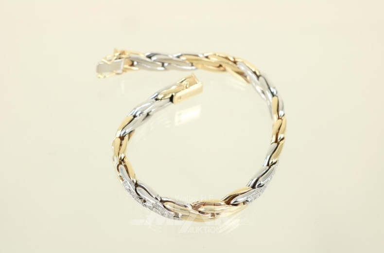 Armband, 585er GG, Zopfmuster, ca. 42 g.